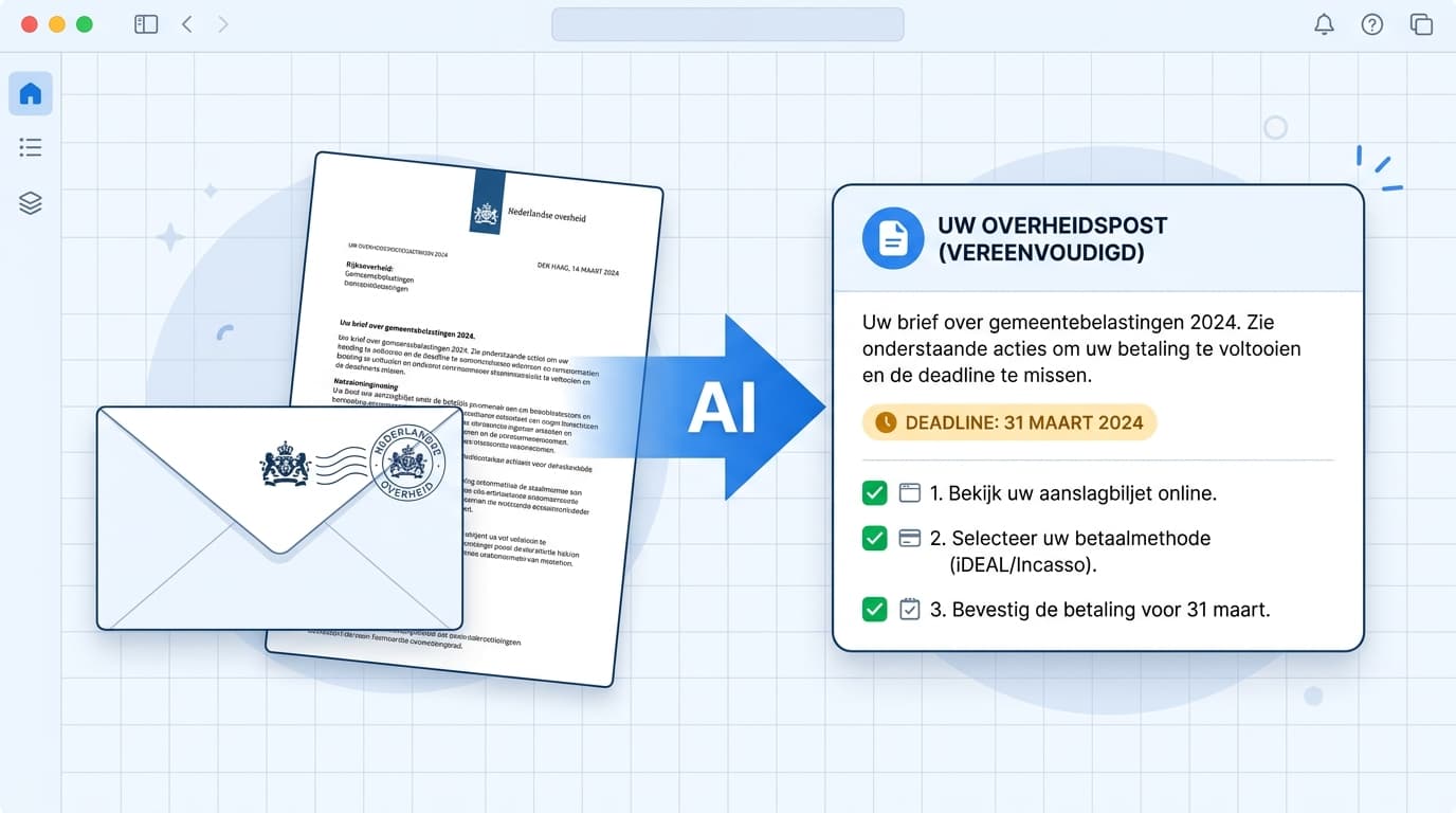 Een overheidsbrief wordt door AI omgezet naar een duidelijke samenvatting met actiepunten en deadlines